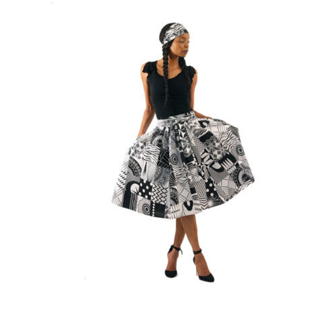 Black & White Midi Skirt
